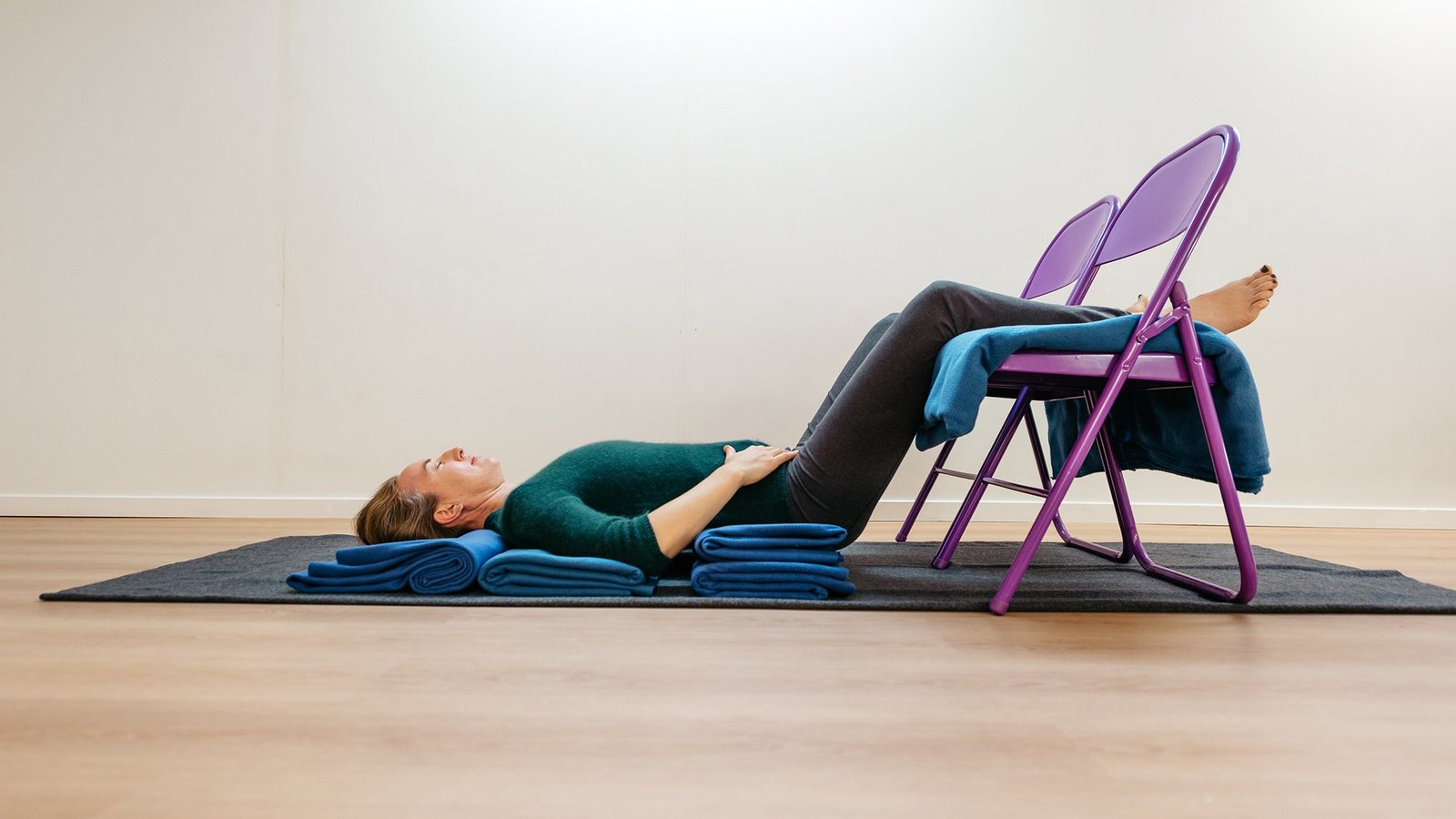 Supported Restorative Yoga Sequence With A Chair - Nadege Laure